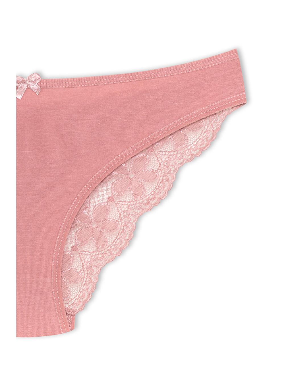 Bej Pamuklu Arkası V Dantel Slip Kadın Külot-2