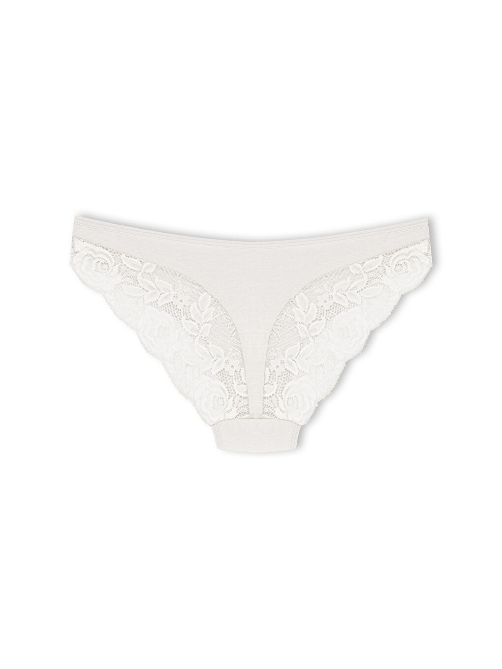 Ekru Pamuklu Arkası V Dantel Slip Kadın Külot-1