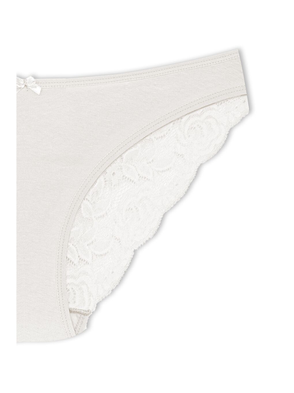 Ekru Pamuklu Arkası V Dantel Slip Kadın Külot-2