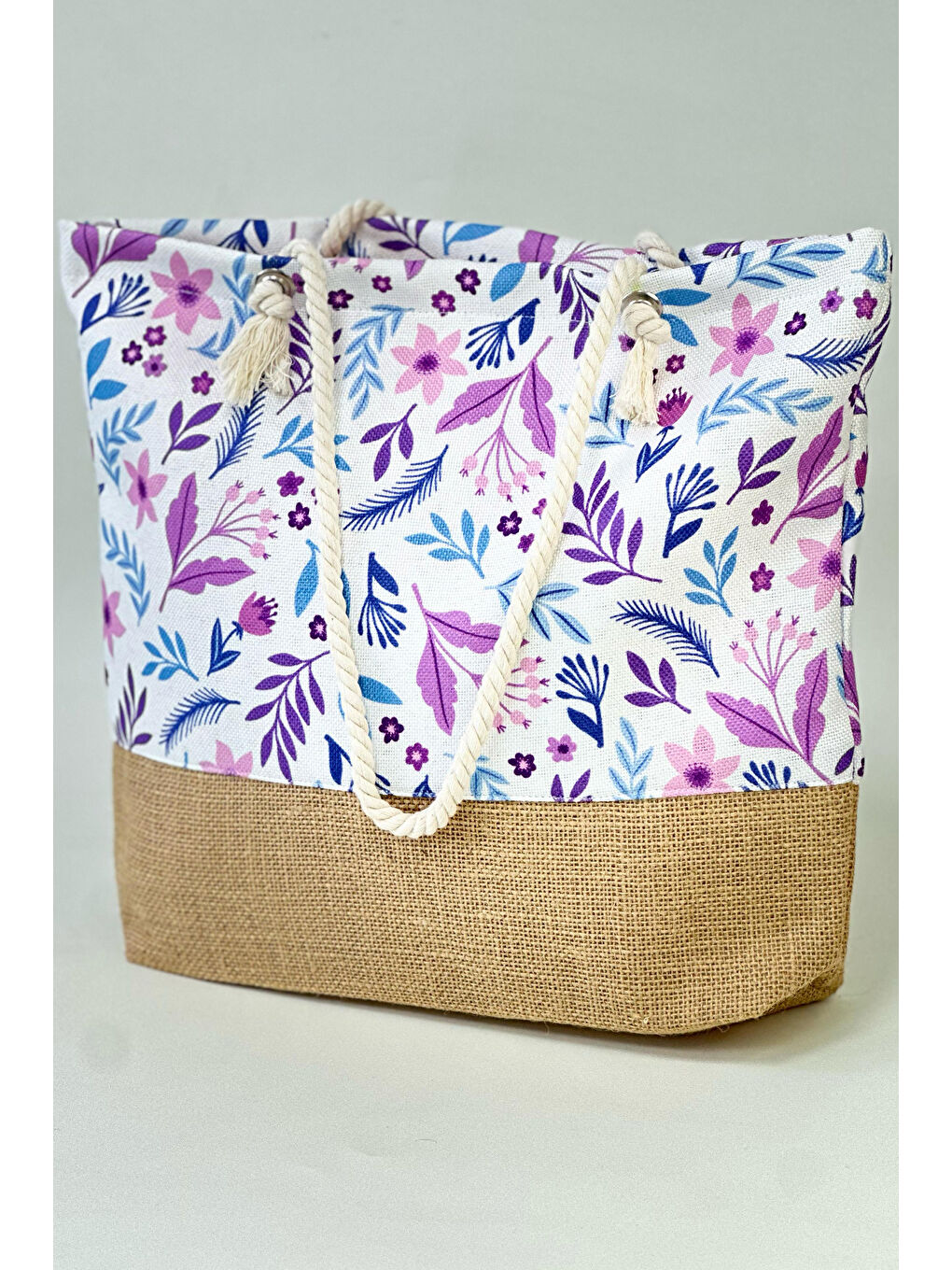 Mor Desenli Plaj Çantası RÇ-P-01 Çiçek-3