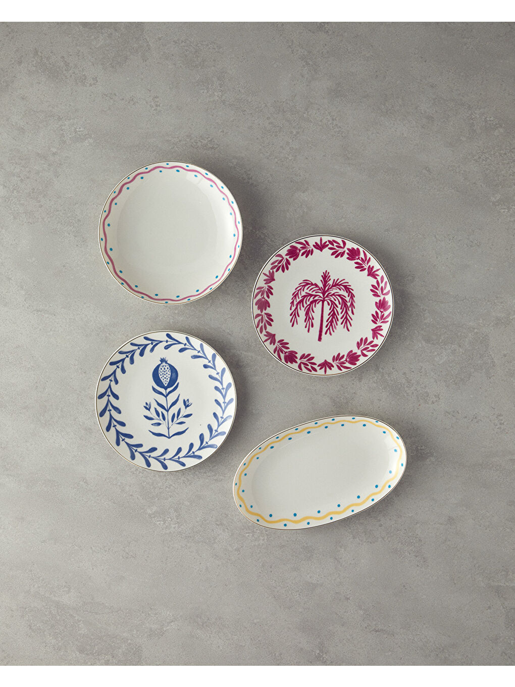 Carnival Tulip Bone Porselen Pasta Tabağı 20 cm Lacivert-Beyaz-3