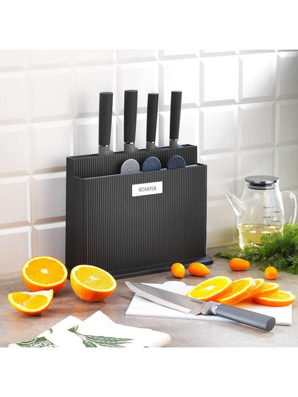 Forge Kesme Tahtası/Bıçak Seti 10 Parça-Siyah