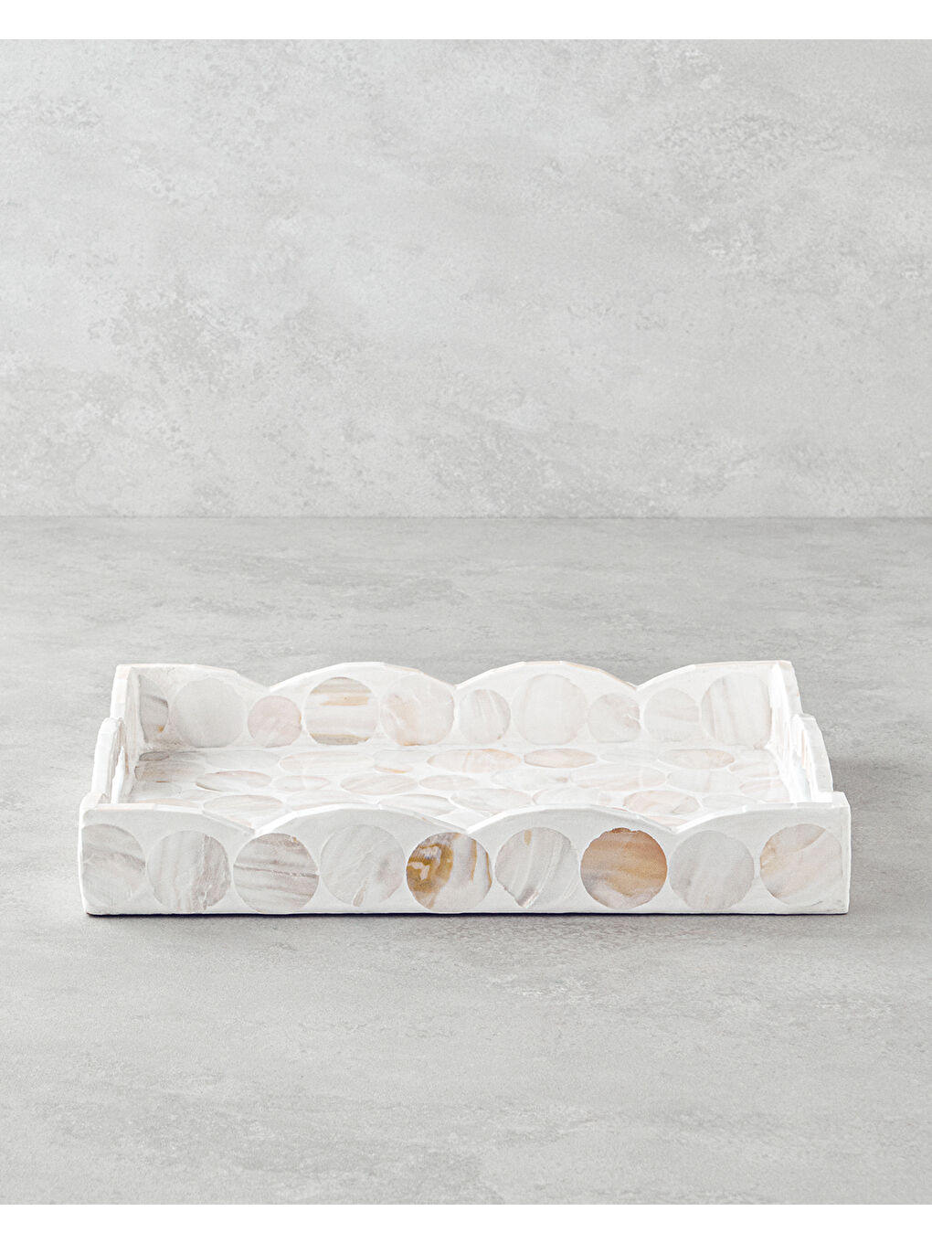 Ekru Perrine Dekoratif Tepsi 35x25x5cm Krem-1