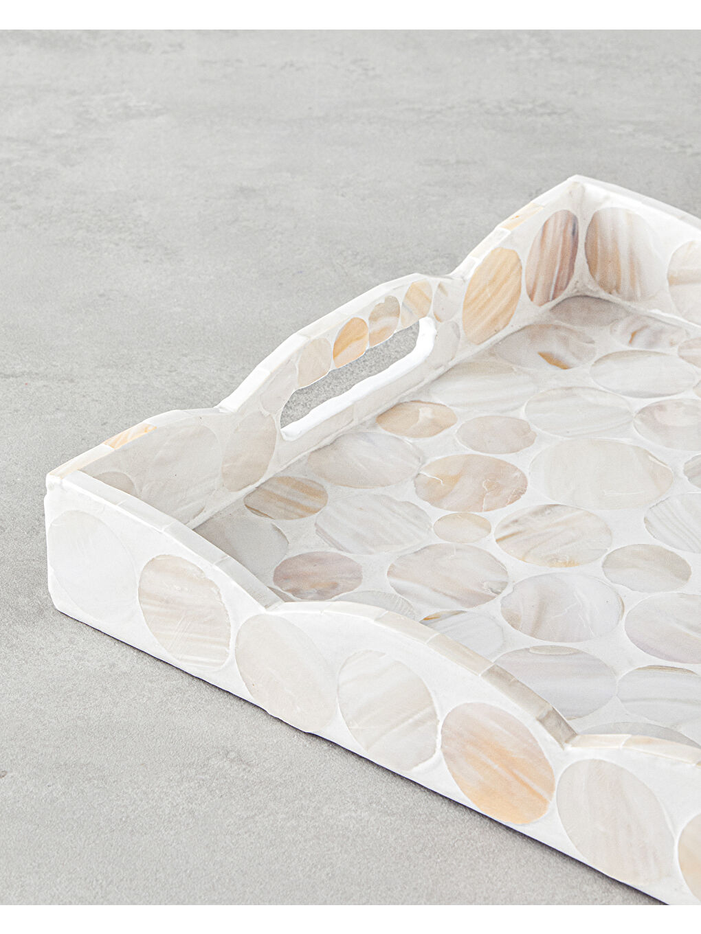 Ekru Perrine Dekoratif Tepsi 35x25x5cm Krem-2