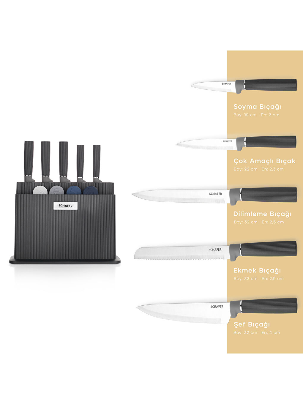 Forge Kesme Tahtası/Bıçak Seti 10 Parça-Siyah-1