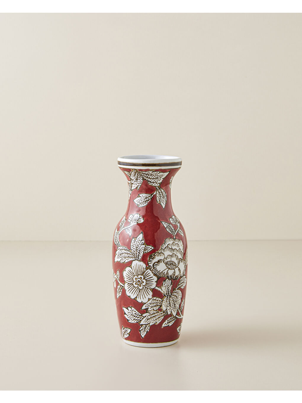 Valeria Porselen Vazo 20 cm Kırmızı
