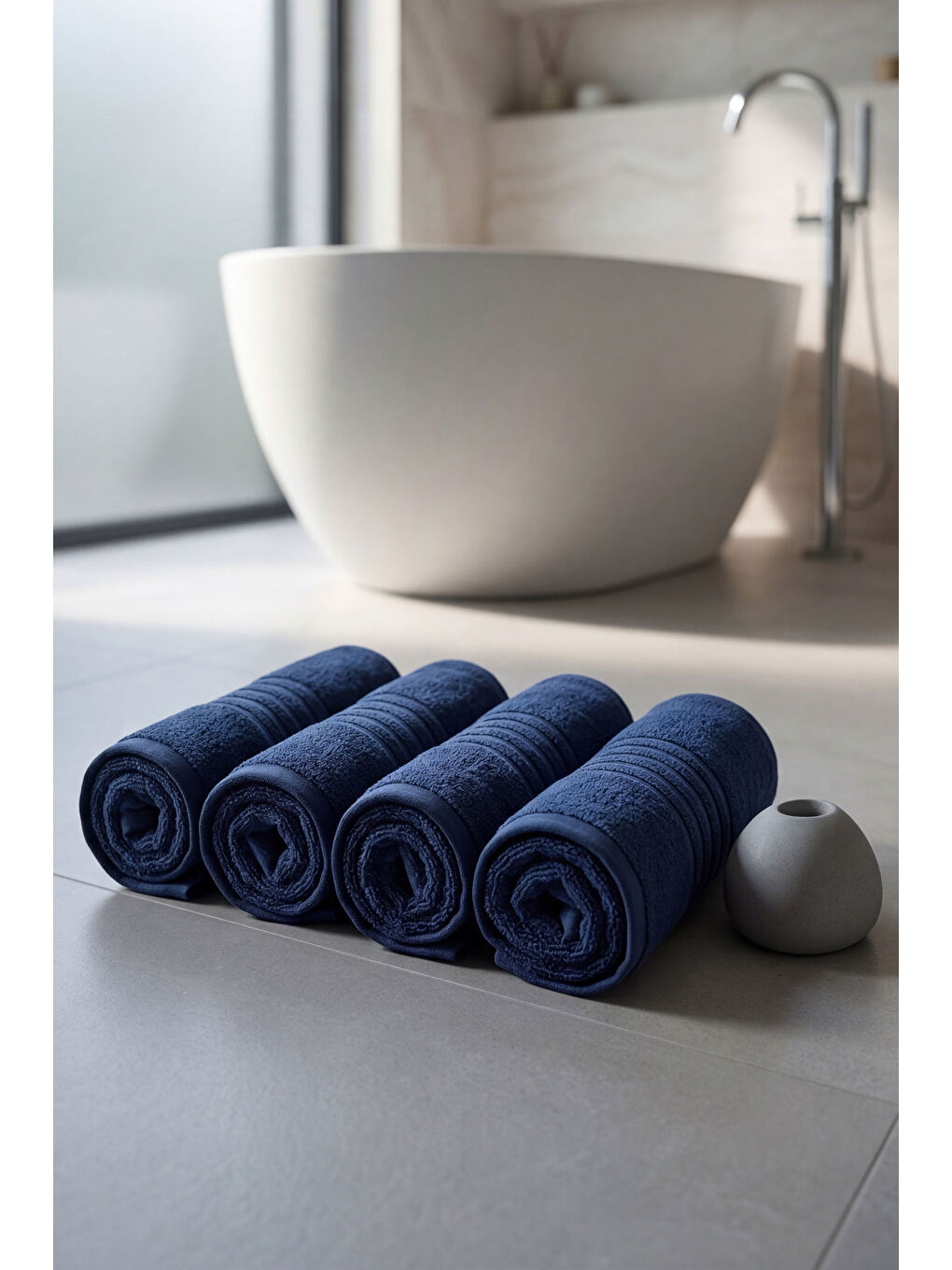 Lacivert 4 Adet Kronos Serisi Otel El Yüz Havlusu 50x90 300gr-1