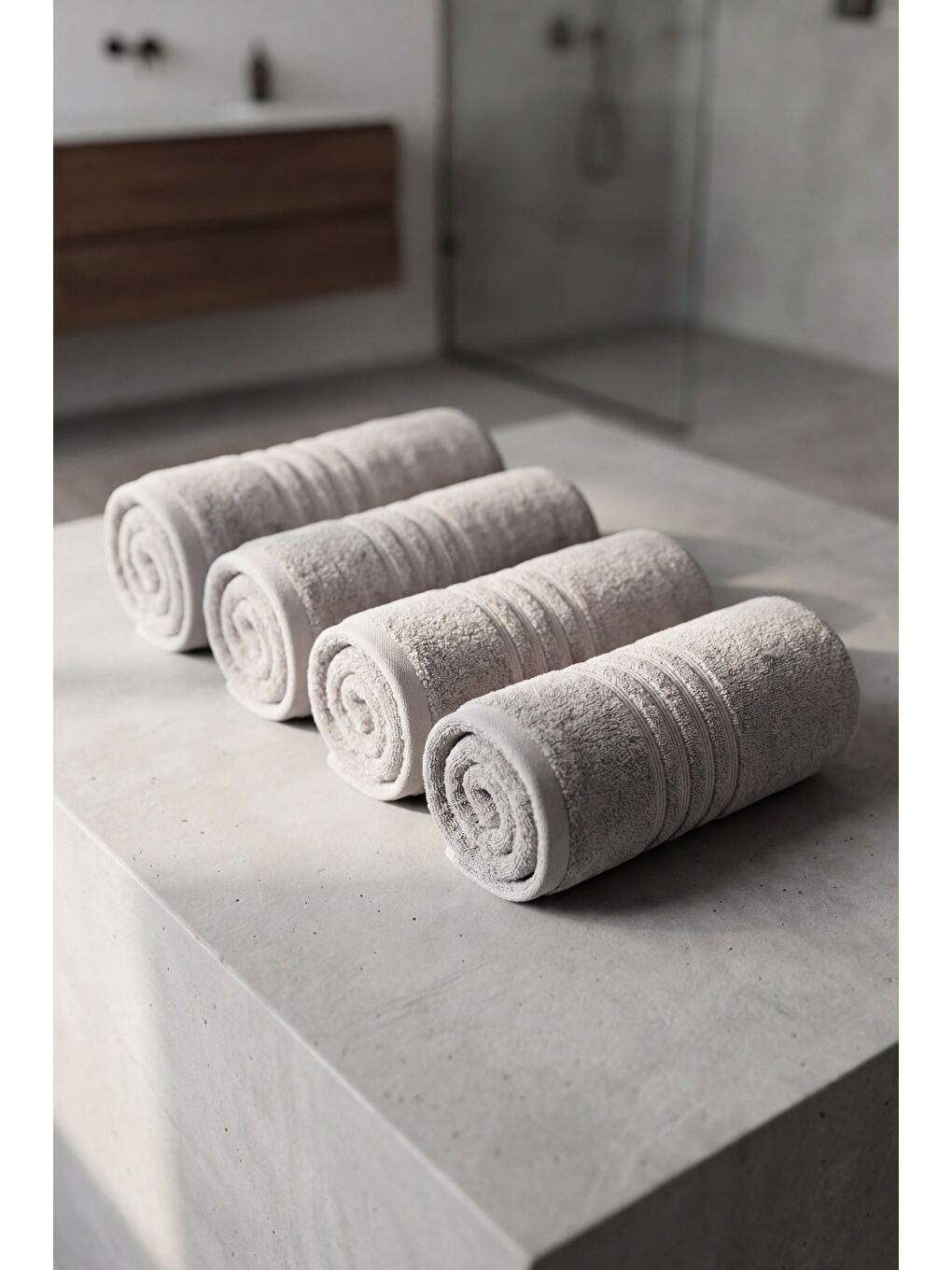 Gri 4 Adet Kronos Serisi Otel El Yüz Havlusu 50x90 300gr-1