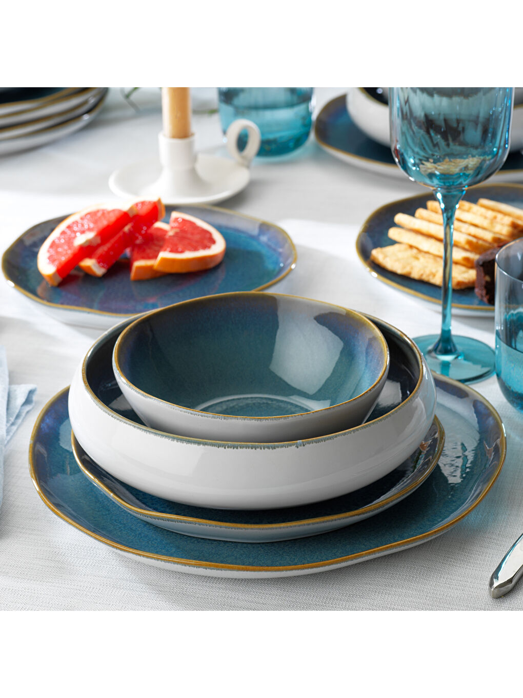 Mavi Aura Yemek Takımı 24 Parça-1