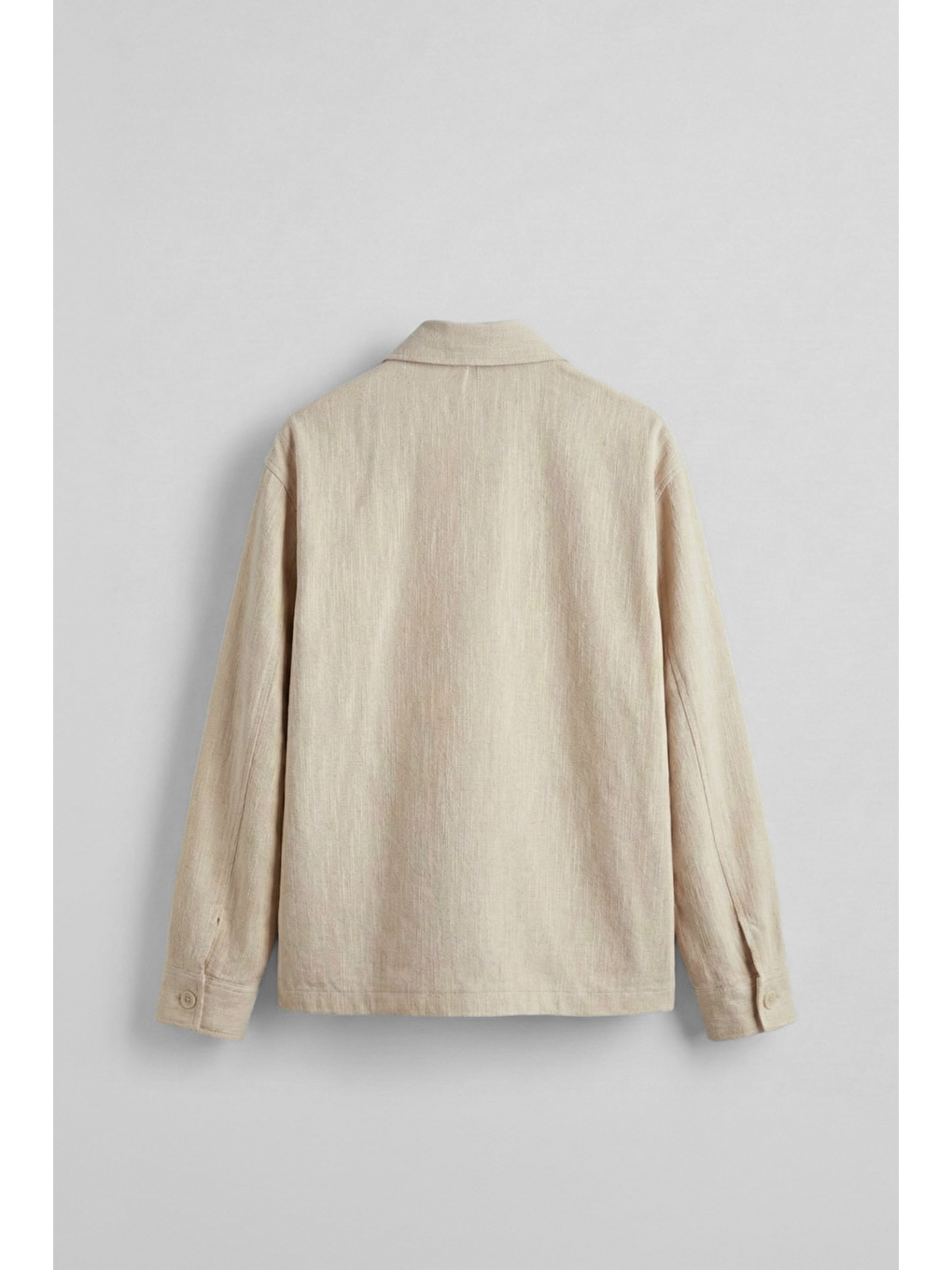 Erkek Oversize Keten Dokulu Astarlı Fermuarlı Ceket Bej-1