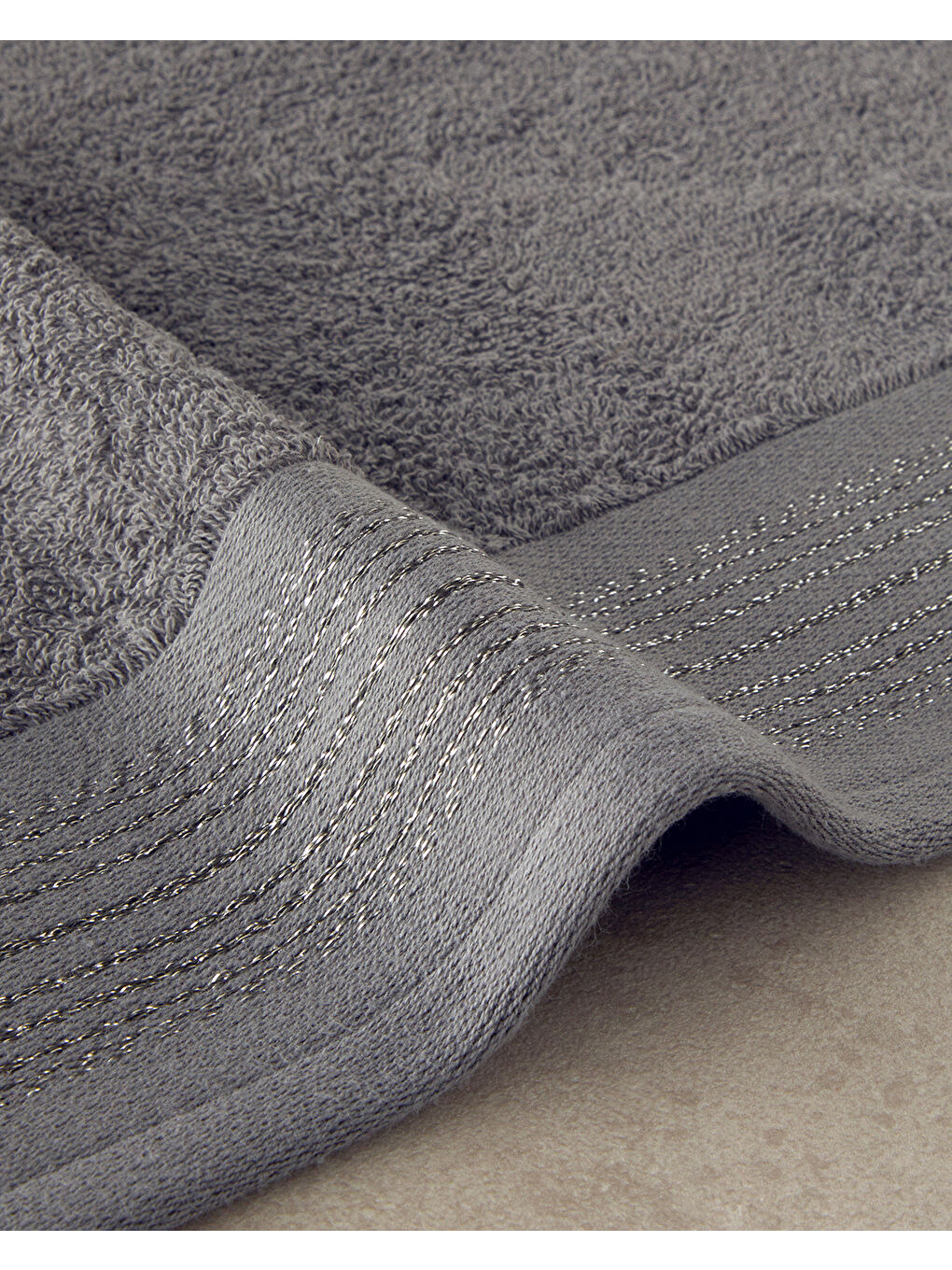 Glory Pamuklu Simli Yüz Havlusu 50x90 cm Antrasit-1