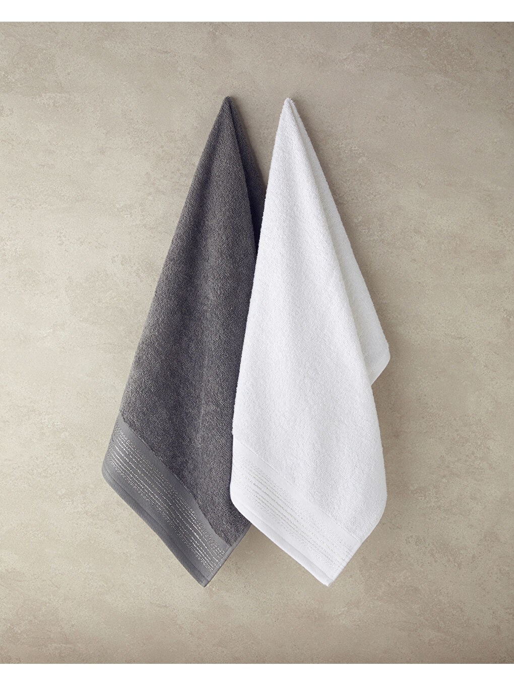 Glory Pamuklu Simli Yüz Havlusu 50x90 cm Antrasit-2