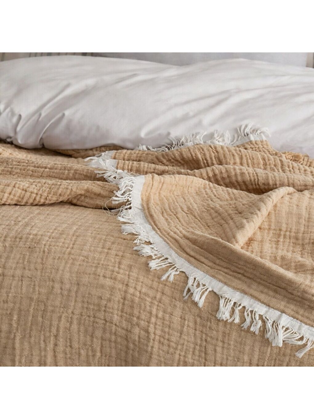 Kahverengi 4 Katlı Müslin Pike Çift Kişilik I Battal Boy – %100 Pamuklu, Nefes Alabilir, Yumuşak Dokulu Dört M-1