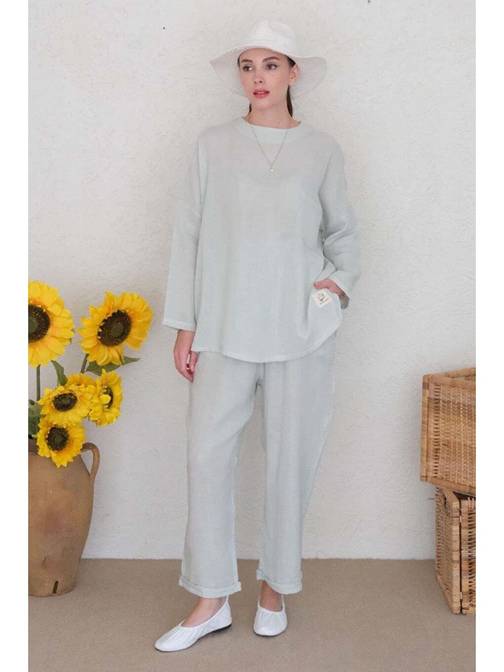 Turkuaz Su Yeşili Müslin Salaş Takım-1