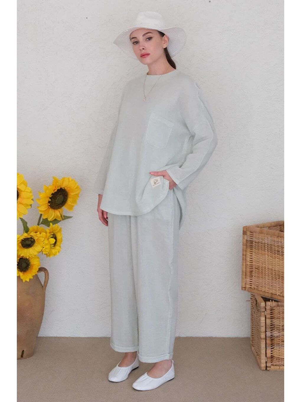 Turkuaz Su Yeşili Müslin Salaş Takım-2