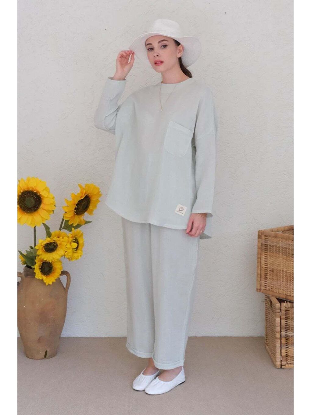 Turkuaz Su Yeşili Müslin Salaş Takım-3