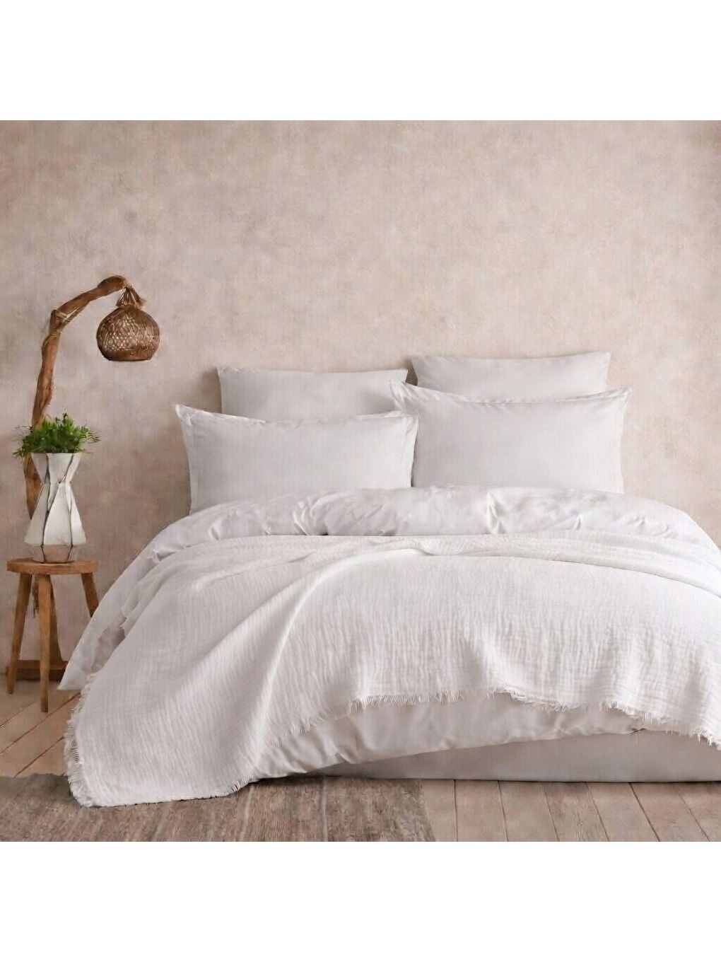 Beyaz 4 Katlı Müslin Pike Çift Kişilik I Battal Boy – %100 Pamuklu, Nefes Alabilir, Yumuşak Dokulu Dört M