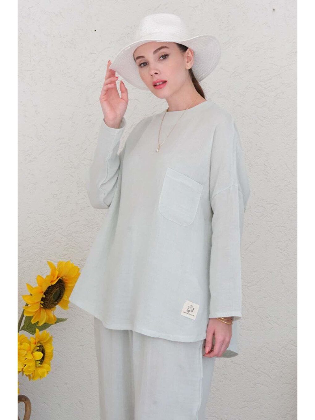 Turkuaz Su Yeşili Müslin Salaş Takım-5