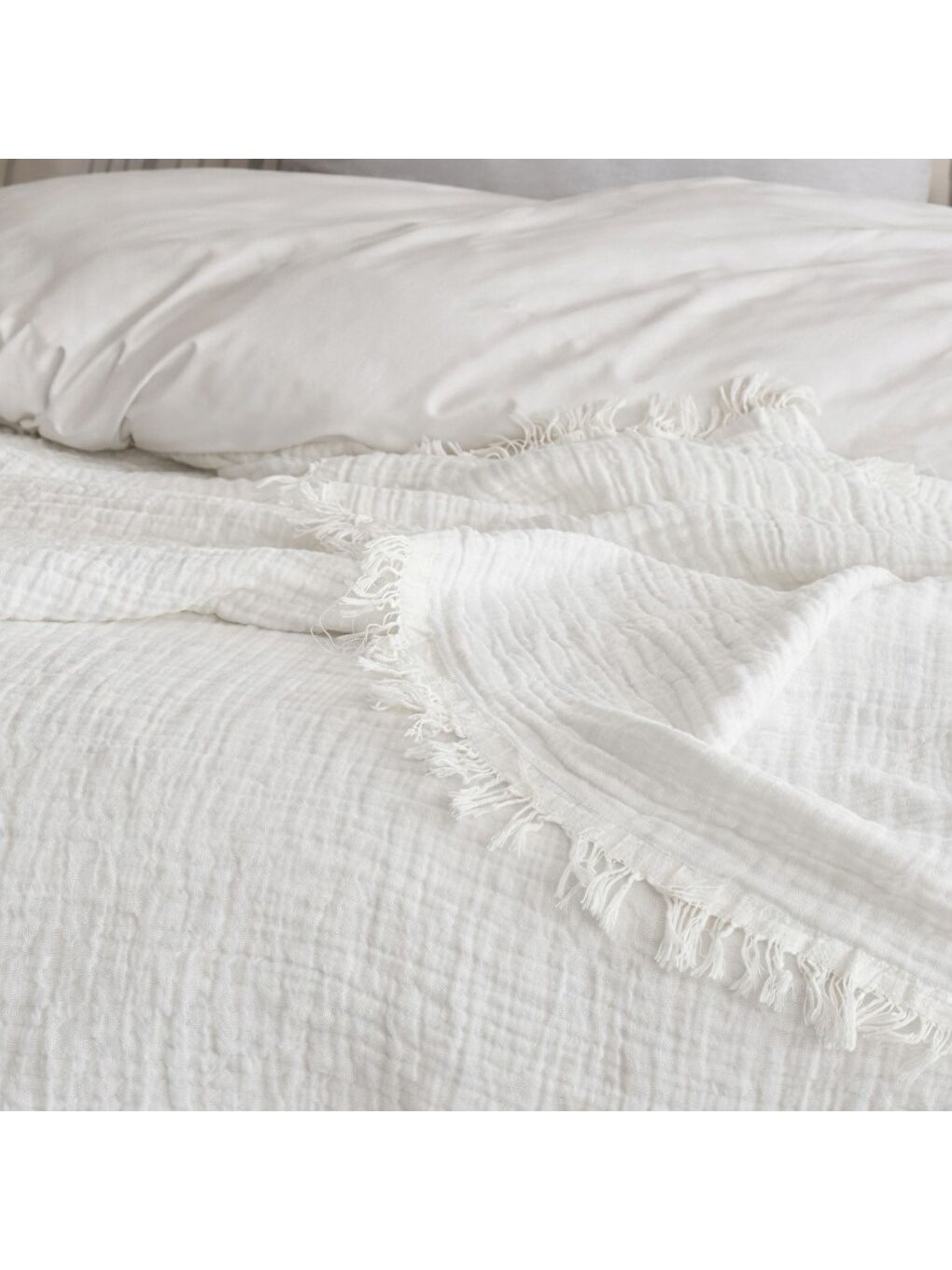 Beyaz 4 Katlı Müslin Pike Çift Kişilik I Battal Boy – %100 Pamuklu, Nefes Alabilir, Yumuşak Dokulu Dört M-1