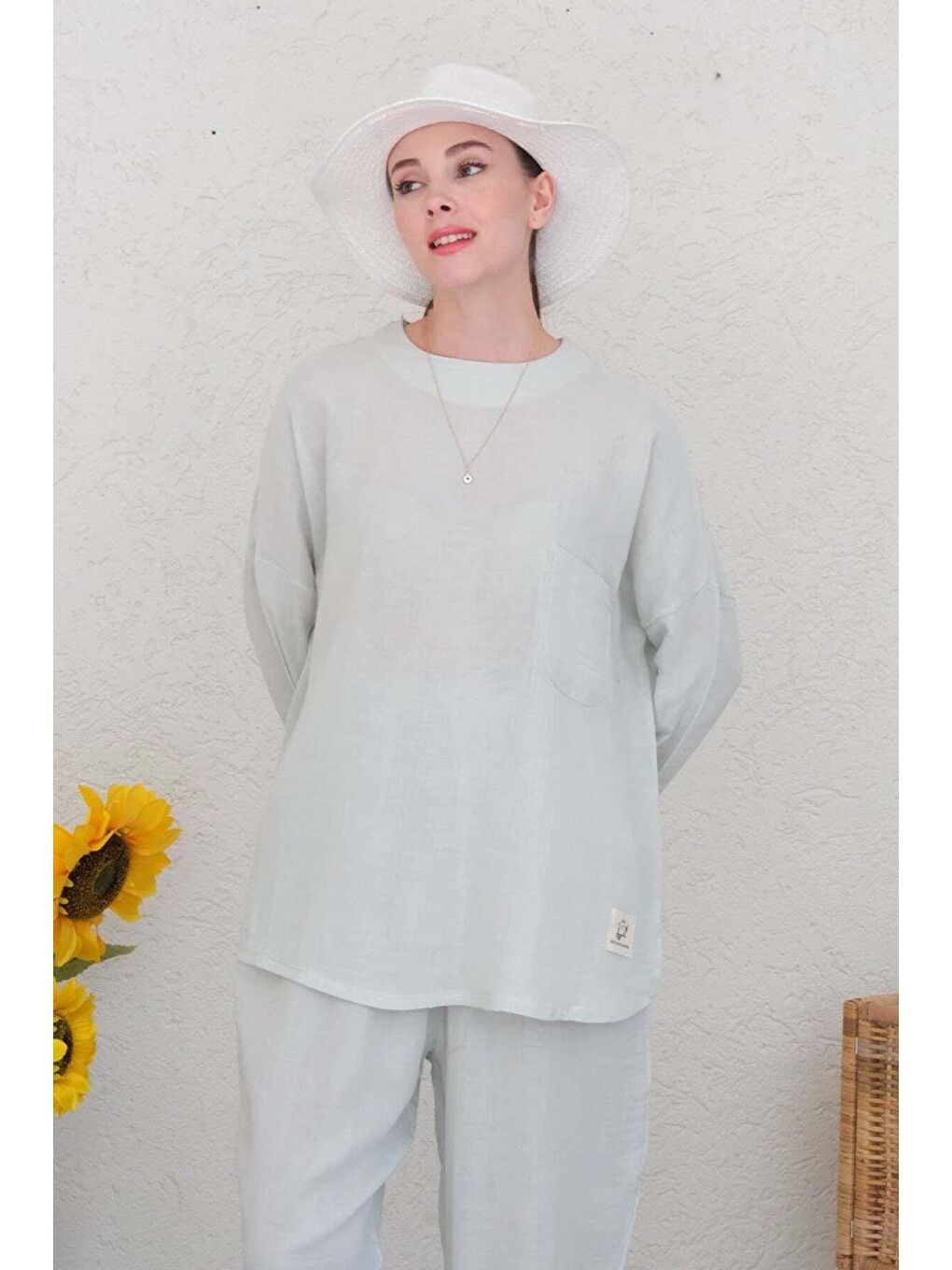 Turkuaz Su Yeşili Müslin Salaş Takım-6