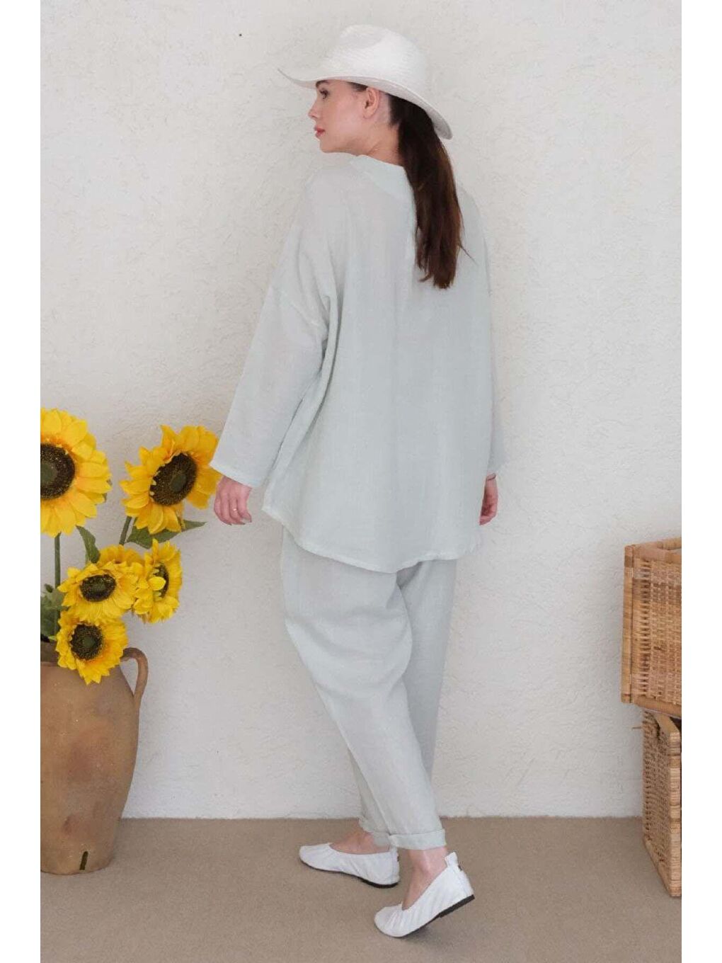 Turkuaz Su Yeşili Müslin Salaş Takım-7