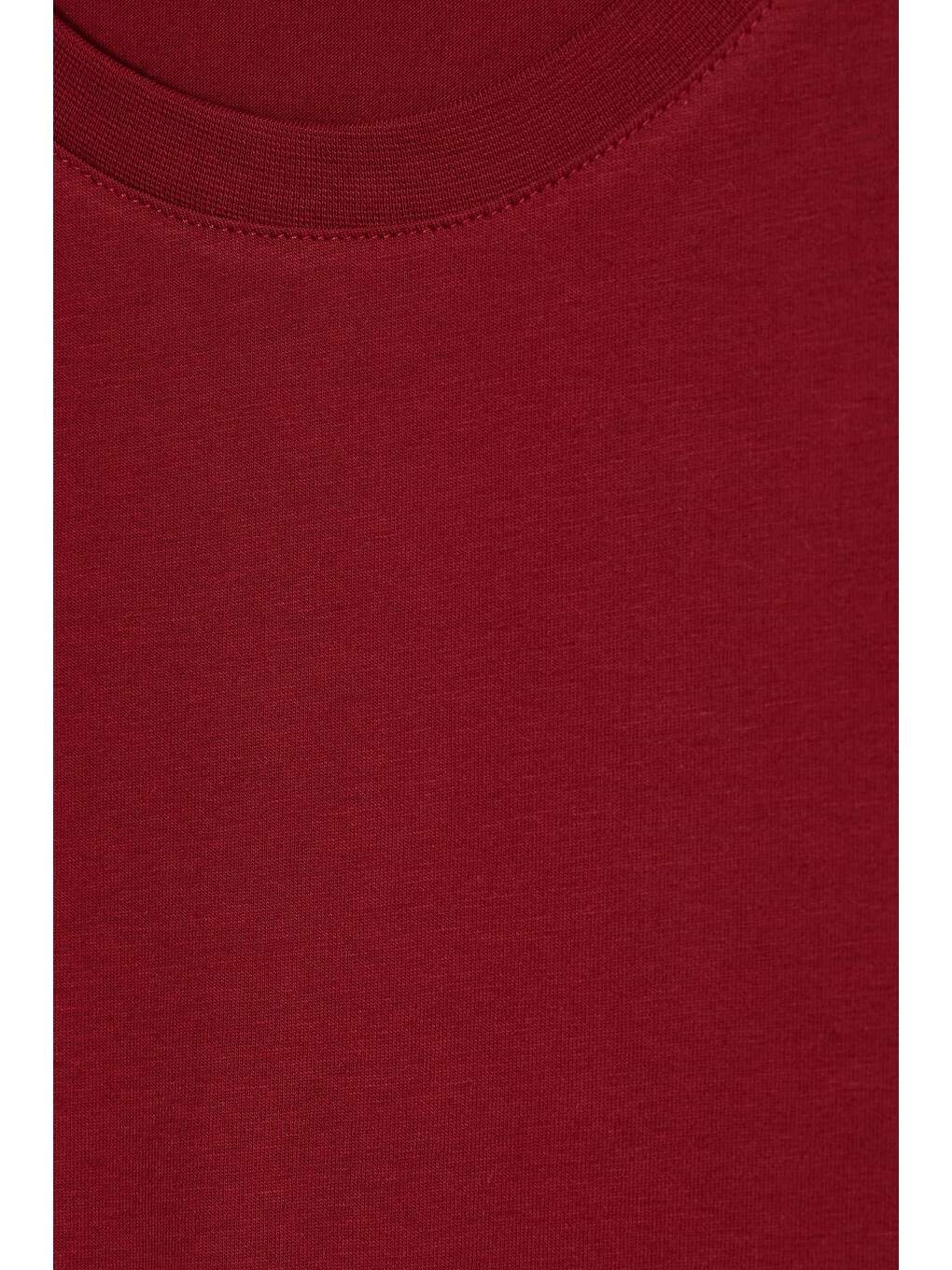 Kadın Relax Fit Rahat Kesim Kısa Kollu Bisiklet Yaka Bordo Tişört-4