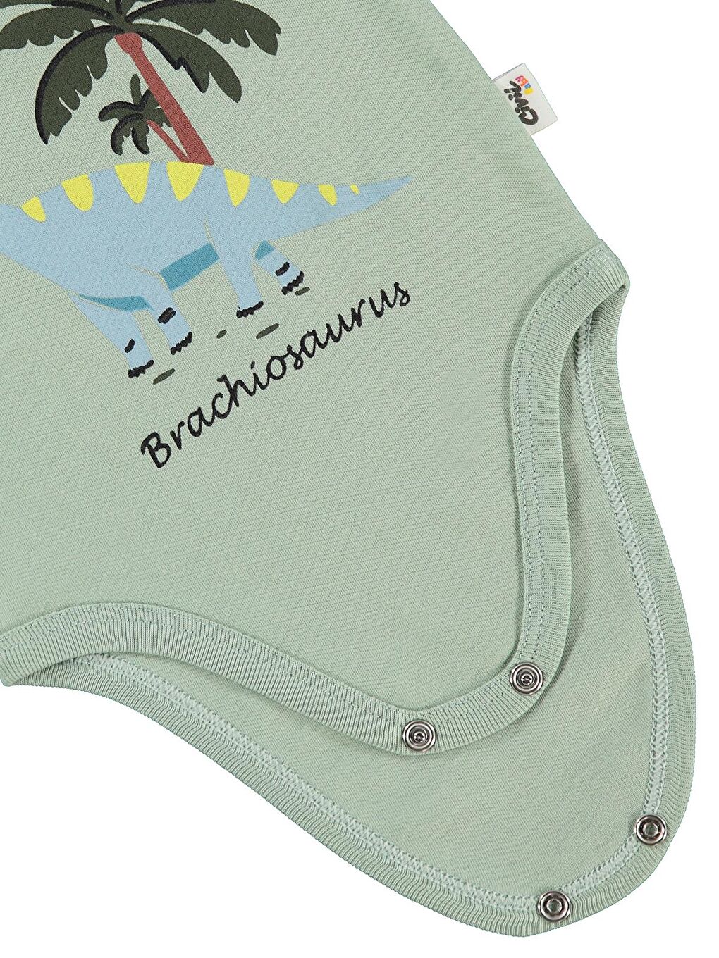 Baby Tiranozor Baskılı 3-36 Ay Çıtçıtlı Badi - Haki-2