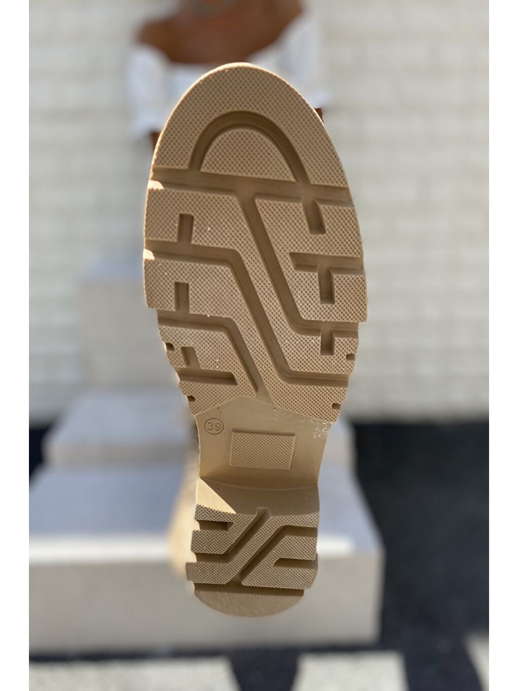 Bej Kadın Lastikli Bot-6