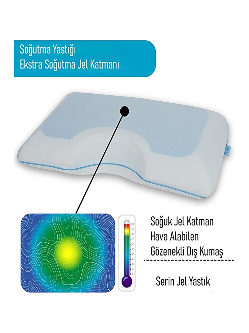 Beyaz Breathable Cool Jel Deluxe Hafızalı Yastık 60x40x13 Cm-1