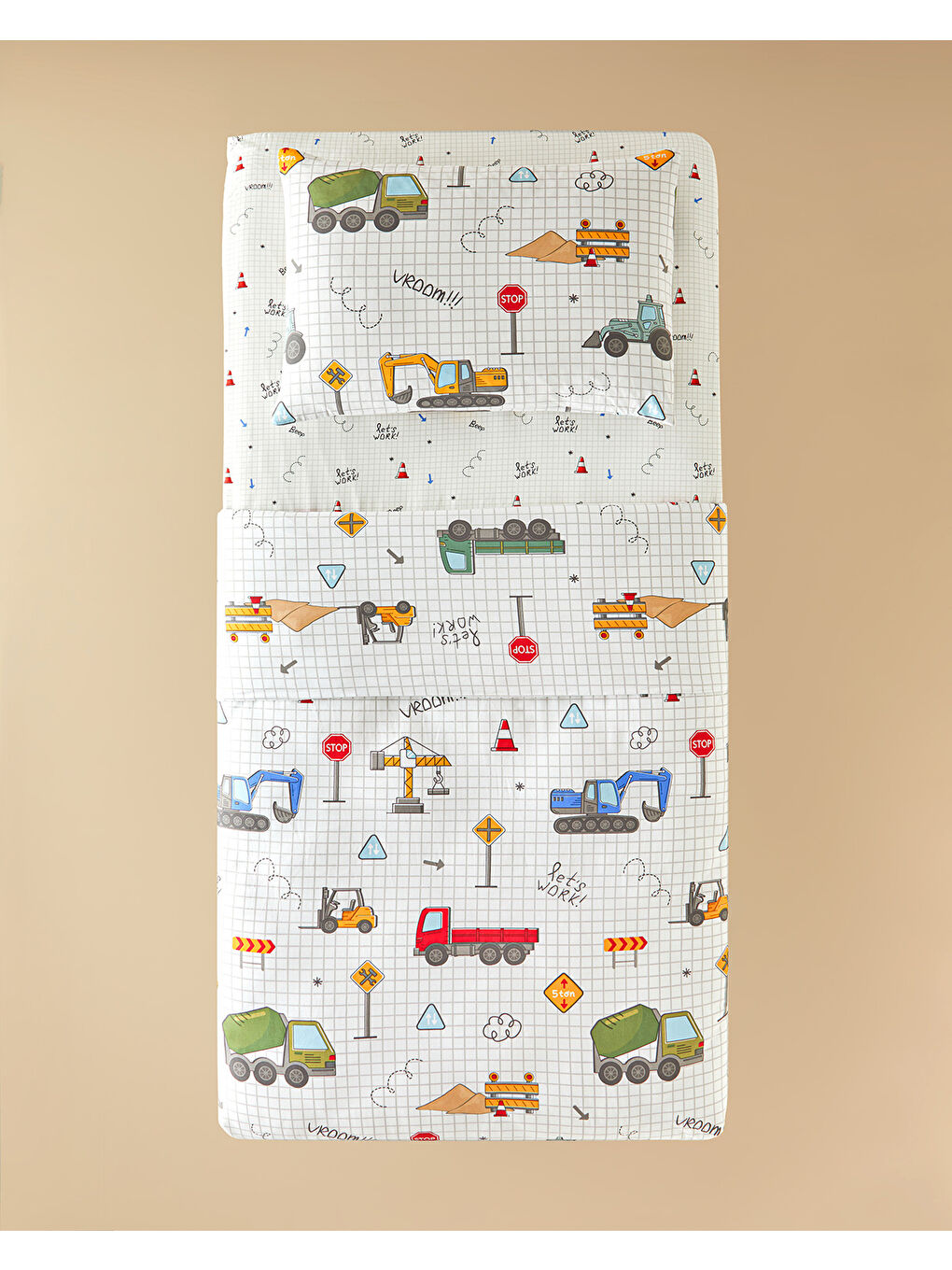 Funny Truck Pamuklu Çocuk Nevresim Takımı Gri