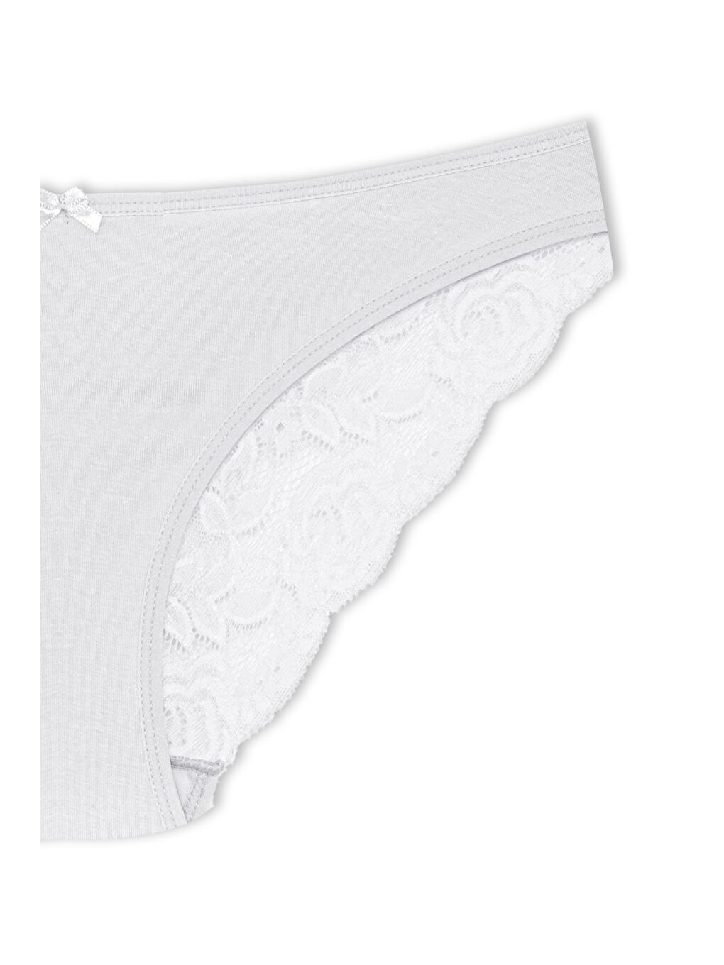 Beyaz Pamuklu Arkası V Dantel Slip Kadın Külot-2