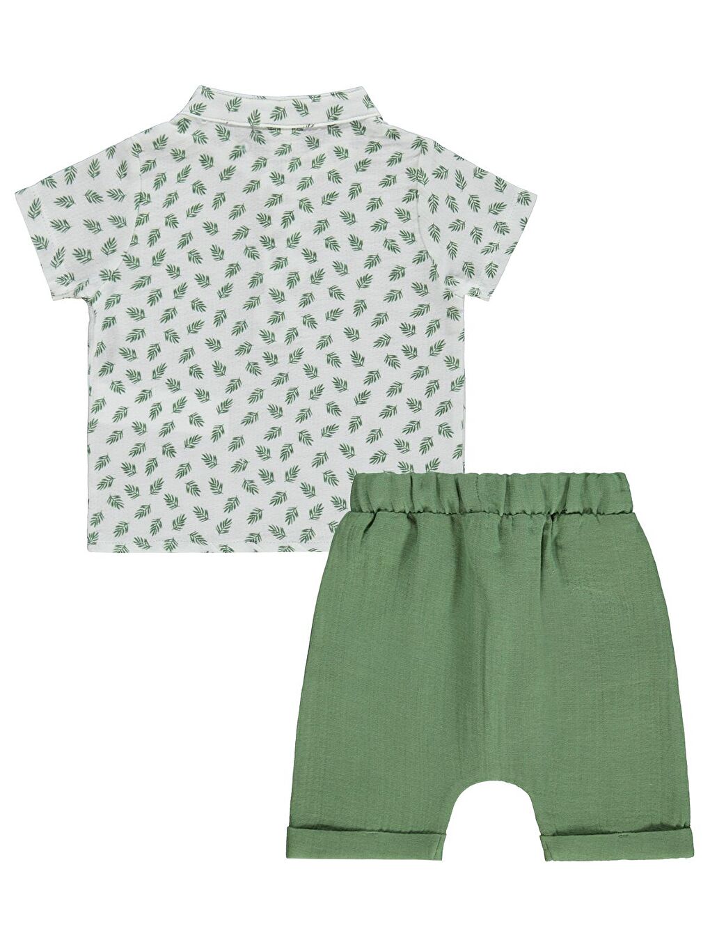 Baby Müslin Yaprak Empirme 6-18 Ay Takım - Yeşil 6-9 Ay-1