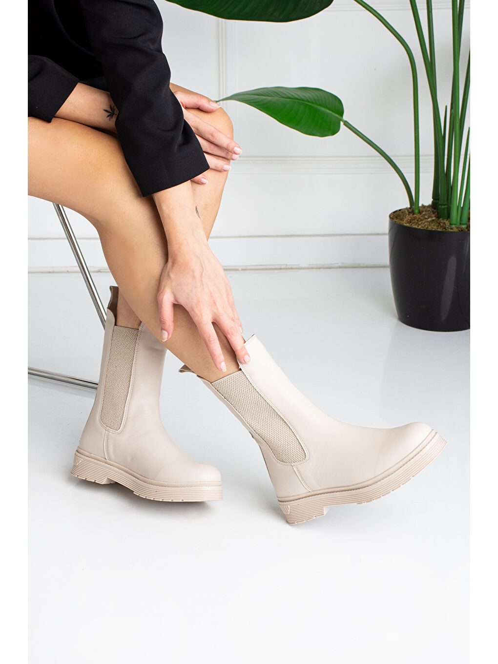 Bej Kadın Postal Detaylı Bot-2