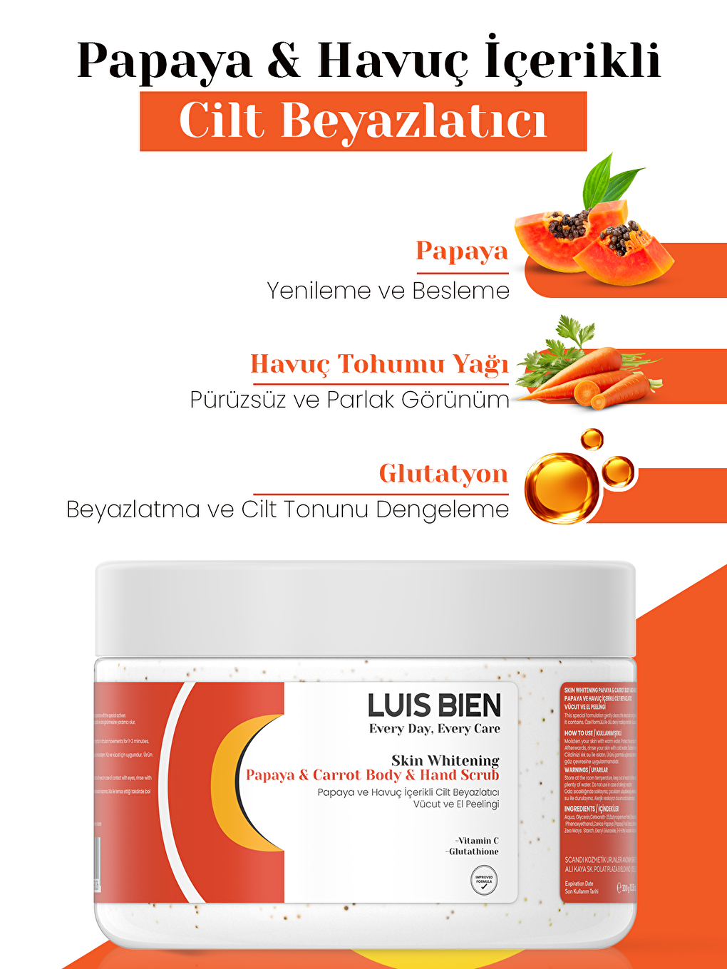 Luis Bien Şeffaf Papaya Özlü Cilt Beyazlatıcı & Karpuz Özlü Pürüzsüzleştirici Peeling/Scrub 2'li Set - 4