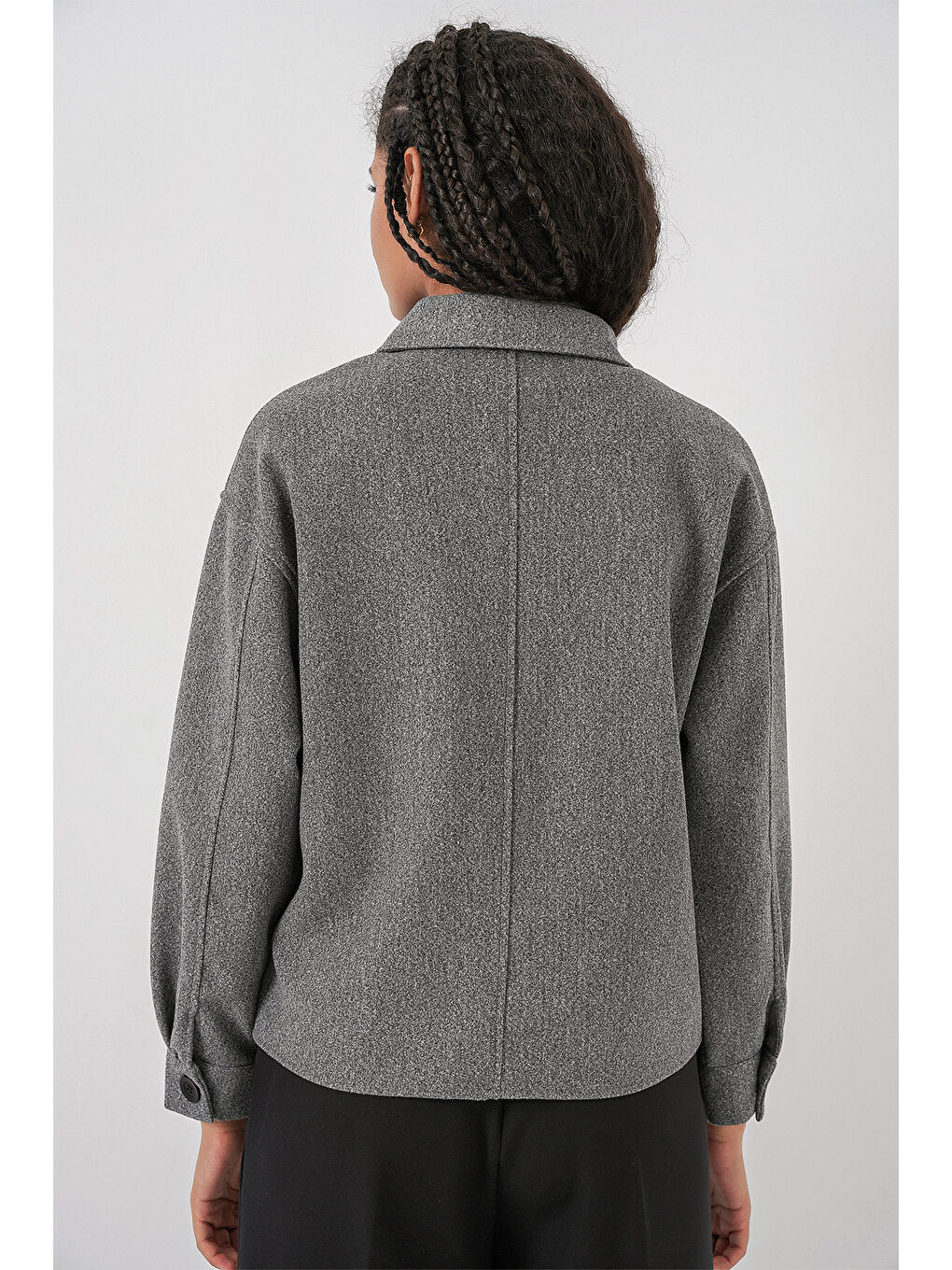 0713 Kadın Kaşe Ceket - A.Gri-6