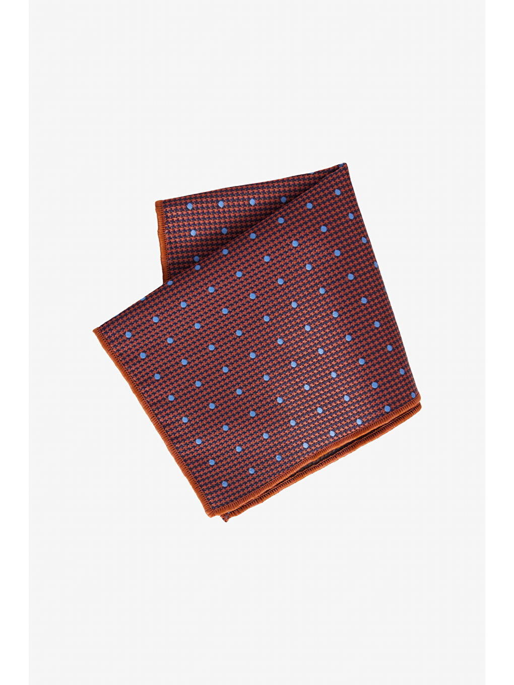 Kahverengi Erkek Kiremit-Mavi Desenli Kravat-Mendil Set-1