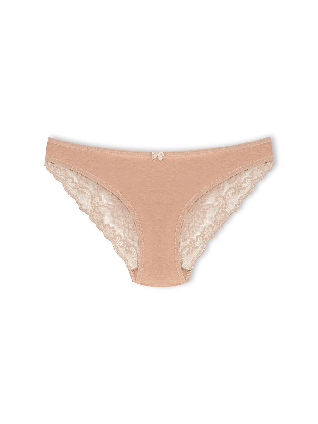 Kahverengi Pamuklu Arkası V Dantel Slip Kadın Külot