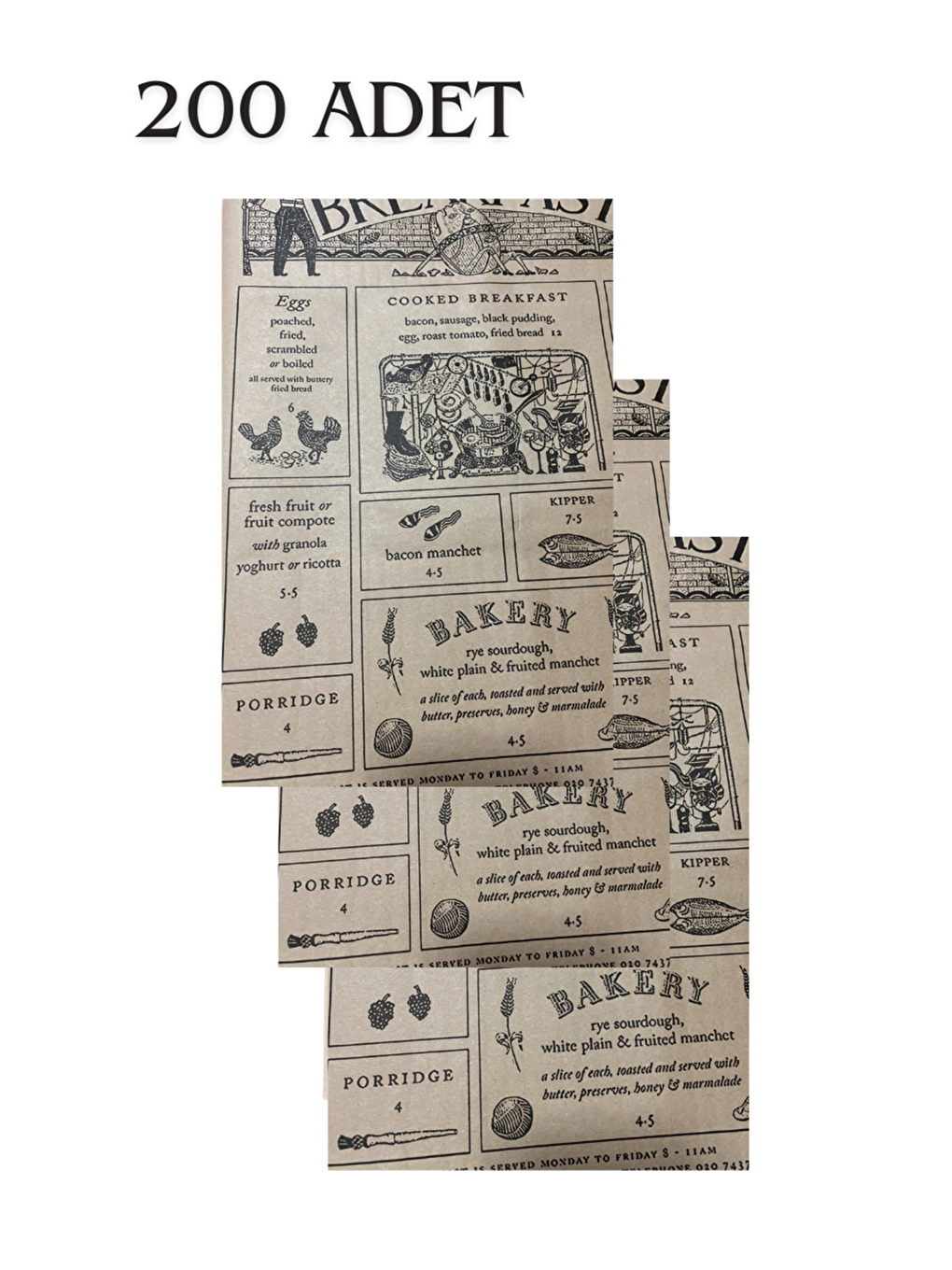 Bej Vintage Desenli Breakfast Kahvaltı Servis Ve Sunum Kağıdı 37x28 Cm 200 Adet-1