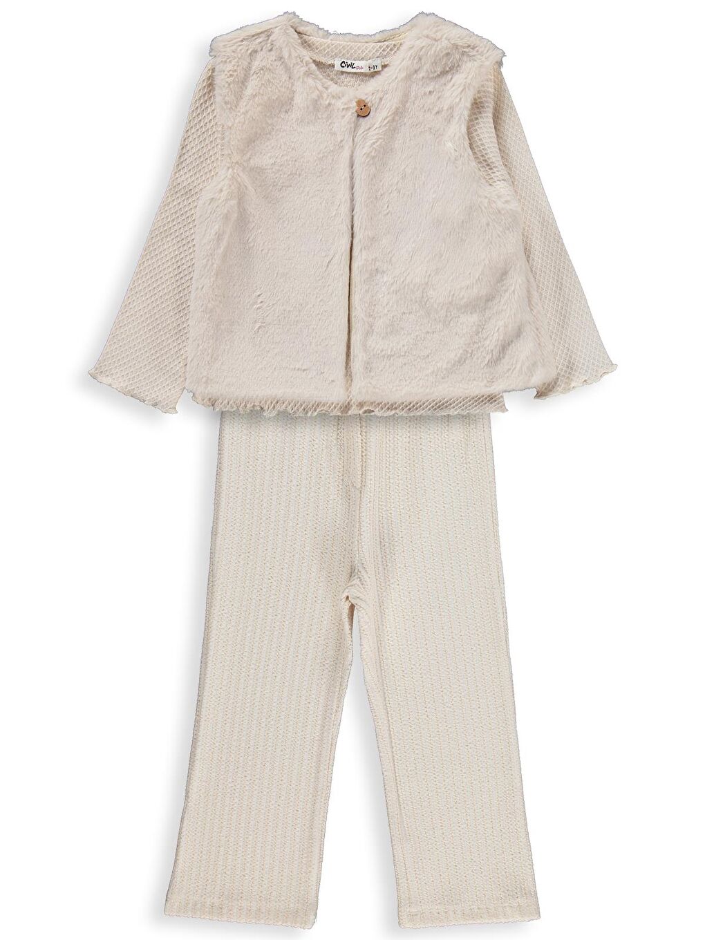 Girls Yelekli 2-5 Yaş Takım - Bej 5-6 Yaş