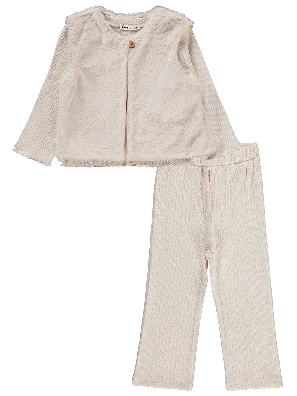 Girls Yelekli 2-5 Yaş Takım - Bej 5-6 Yaş-2