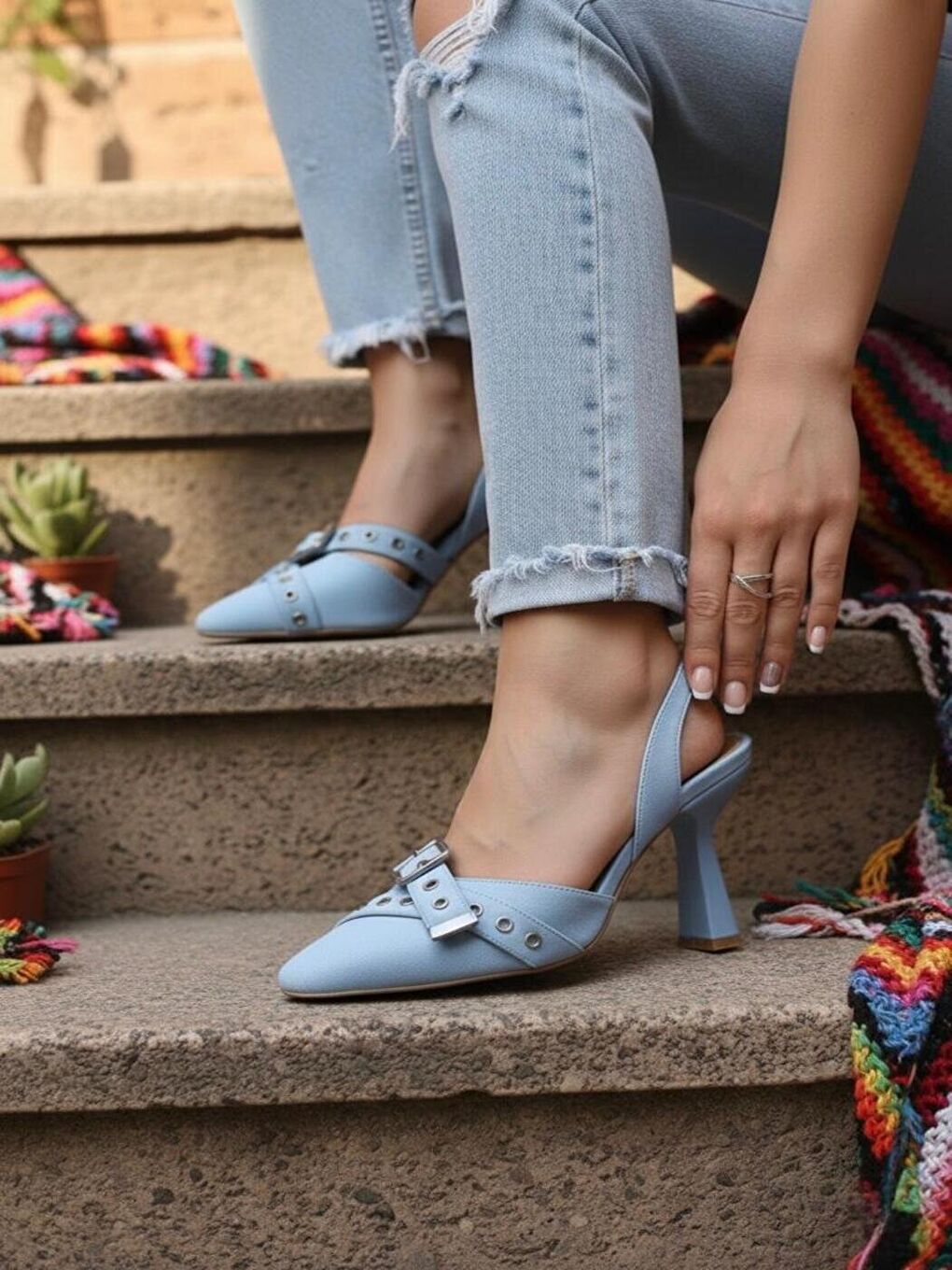 Kadın Shoevana Bebe Mavi Topuklu Stiletto-1