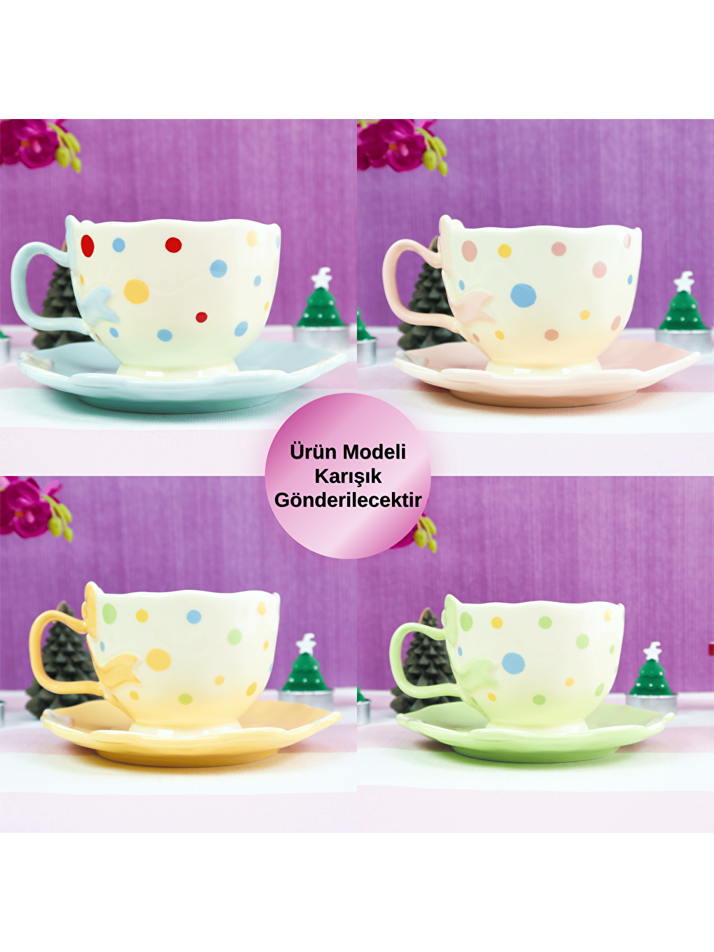 Karışık Kurdele Desenli Kahve Kupası BM-2329