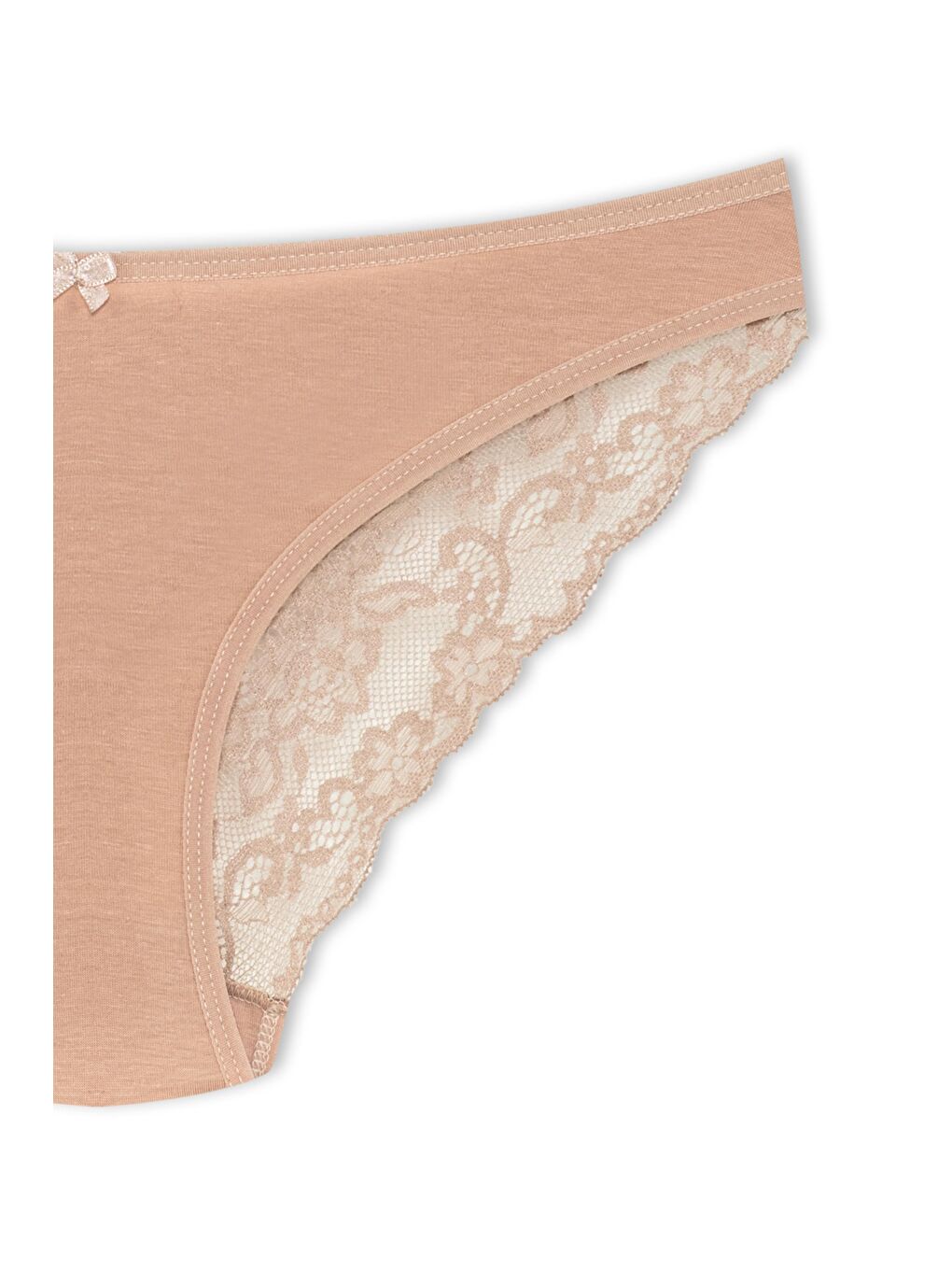 Kahverengi Pamuklu Arkası V Dantel Slip Kadın Külot-2