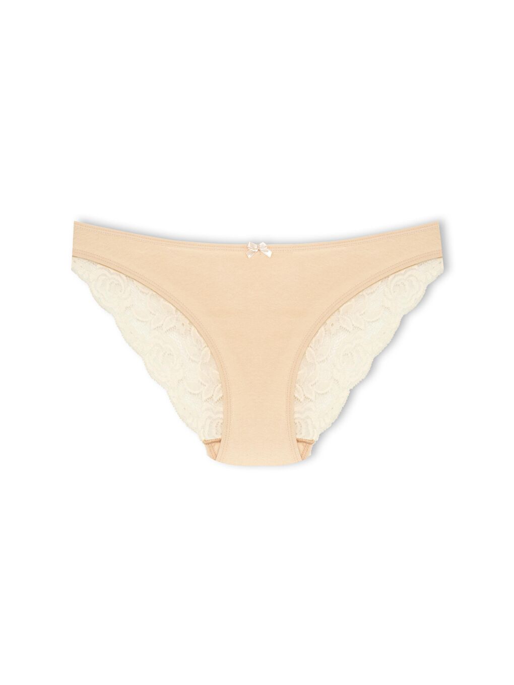 Bej Pamuklu Arkası V Dantel Slip Kadın Külot