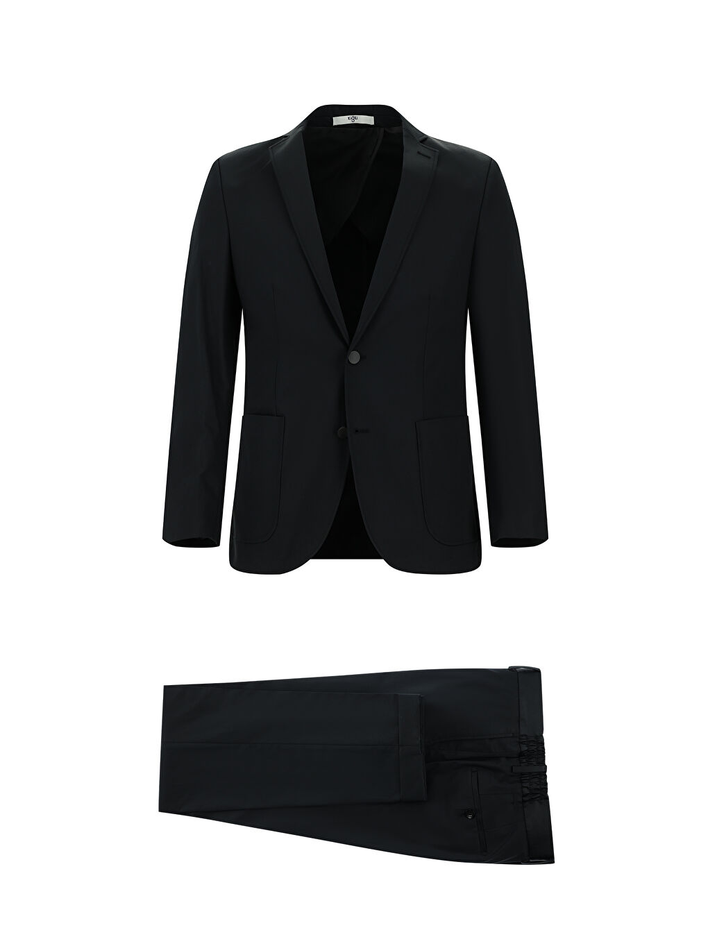 Siyah Super Slim Fit Ekstra Dar Kesim Beli Lastikli Pamuklu Takım Elbise