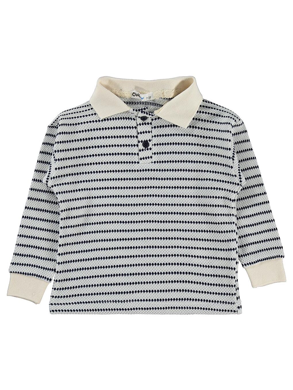Boys Çizgili Polo Yaka 2-5 Yaş Sweatshirt - Lacivert