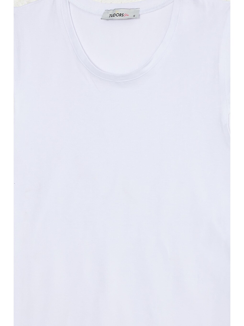 Kadın Slim Fit Dar Kesim Pamuklu Elastanlı Bisiklet Yaka Ay Kol Beyaz Tişört-1