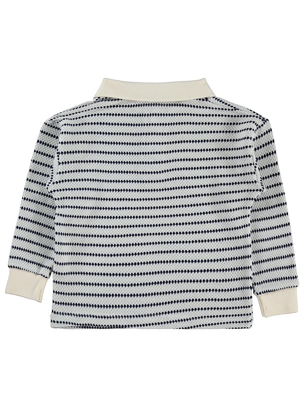 Boys Çizgili Polo Yaka 2-5 Yaş Sweatshirt - Lacivert-1