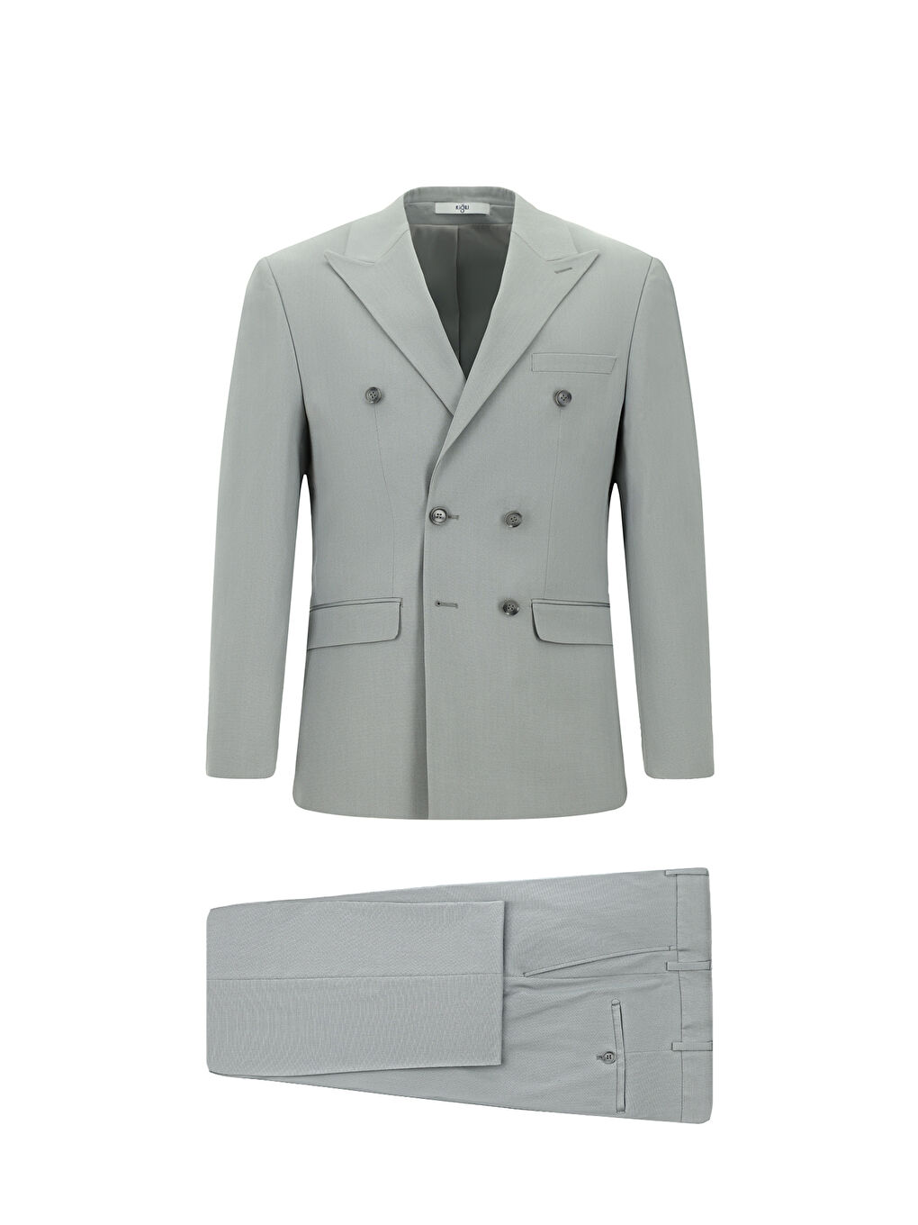 Gri Regular Fit Pamuklu Lyocell Kruvaze Takım Elbise