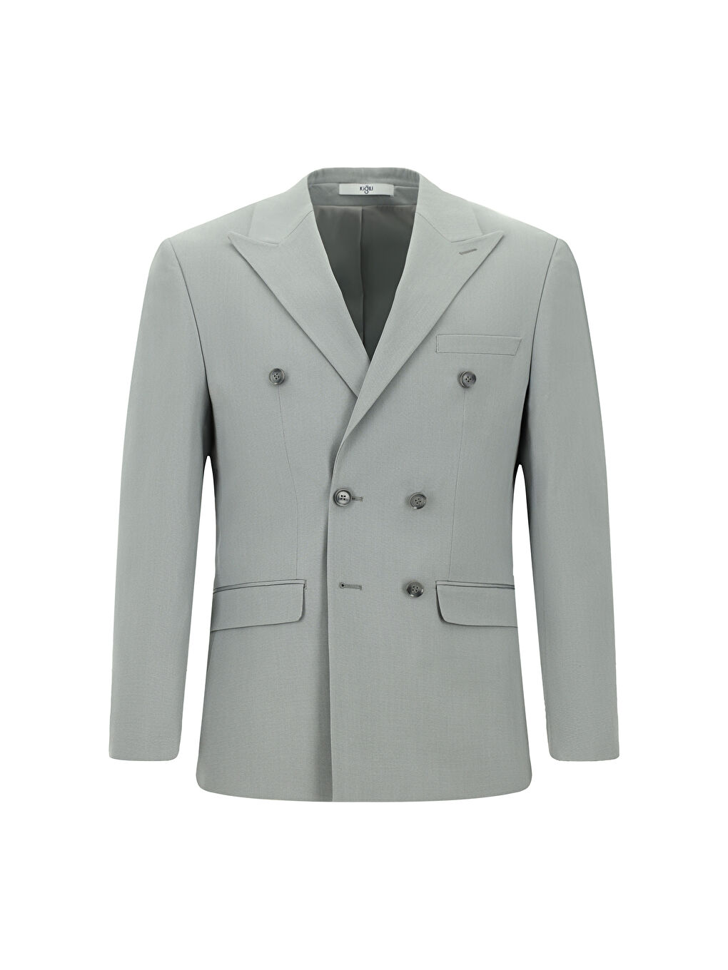 Gri Regular Fit Pamuklu Lyocell Kruvaze Takım Elbise-1